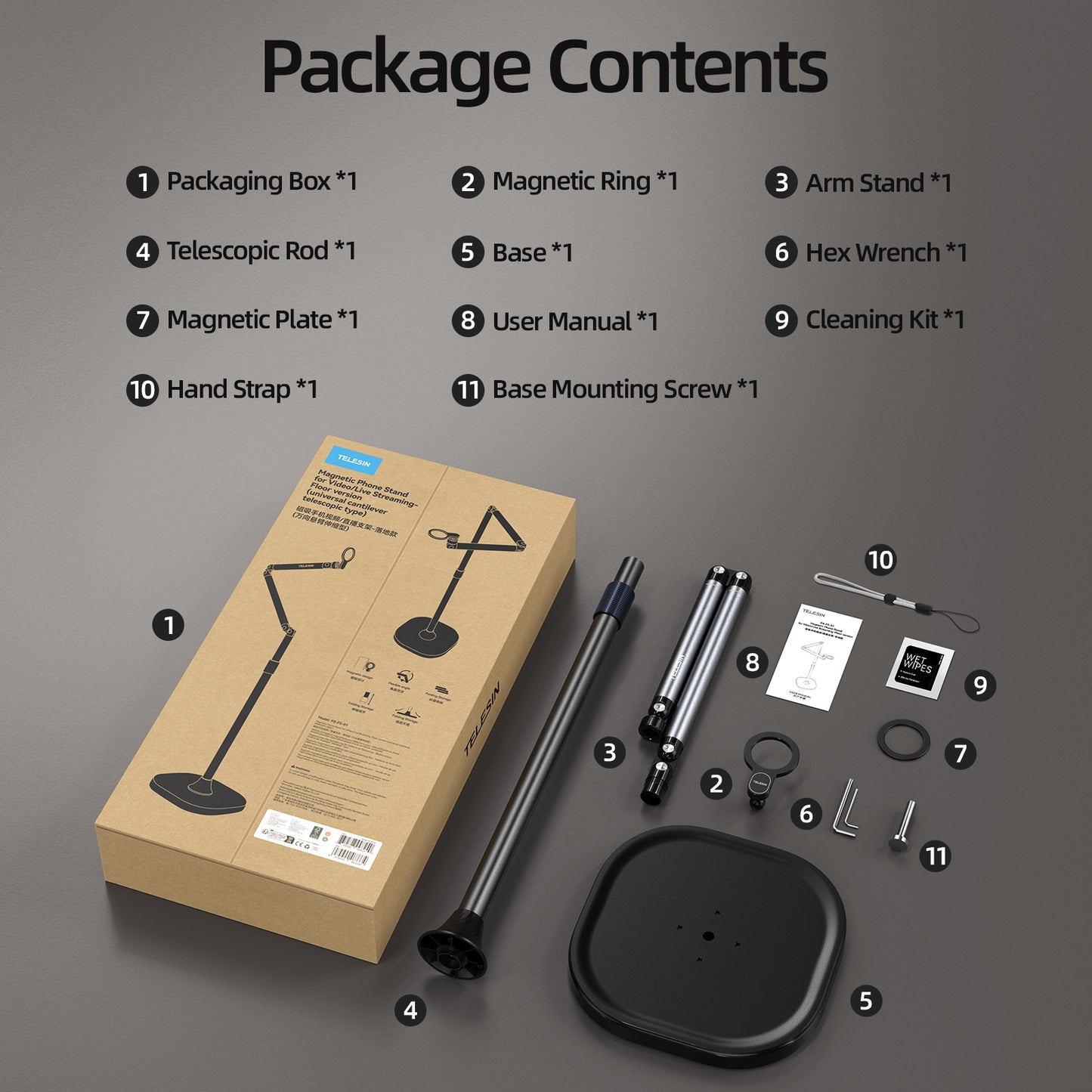 Telesin Live Streaming Floor Stand with MagSafe