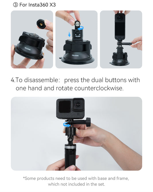 Telesin Magnetische Quick Release Adapter Set voor actioncam - GoPro Mounts