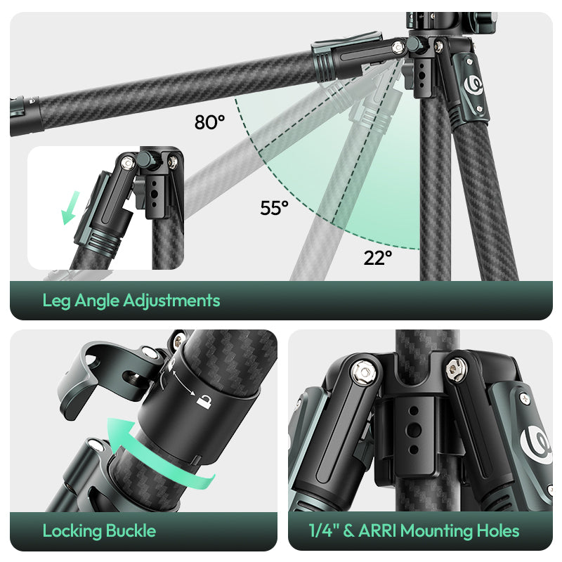 Ulanzi GlideGo JJ05 Photo Tripod met kantelbare arm - Carbon - Grote statieven