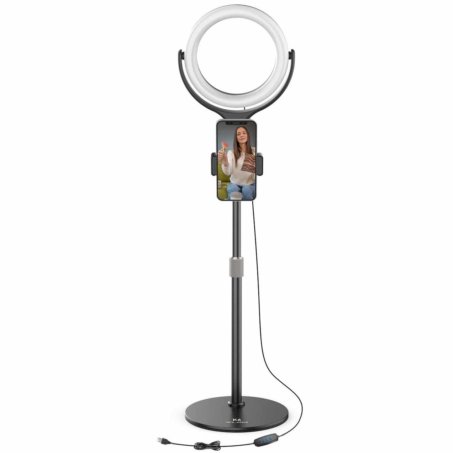 VIJIM K6 Desktop Bi-Color Ring lamp with tripod and phone holder