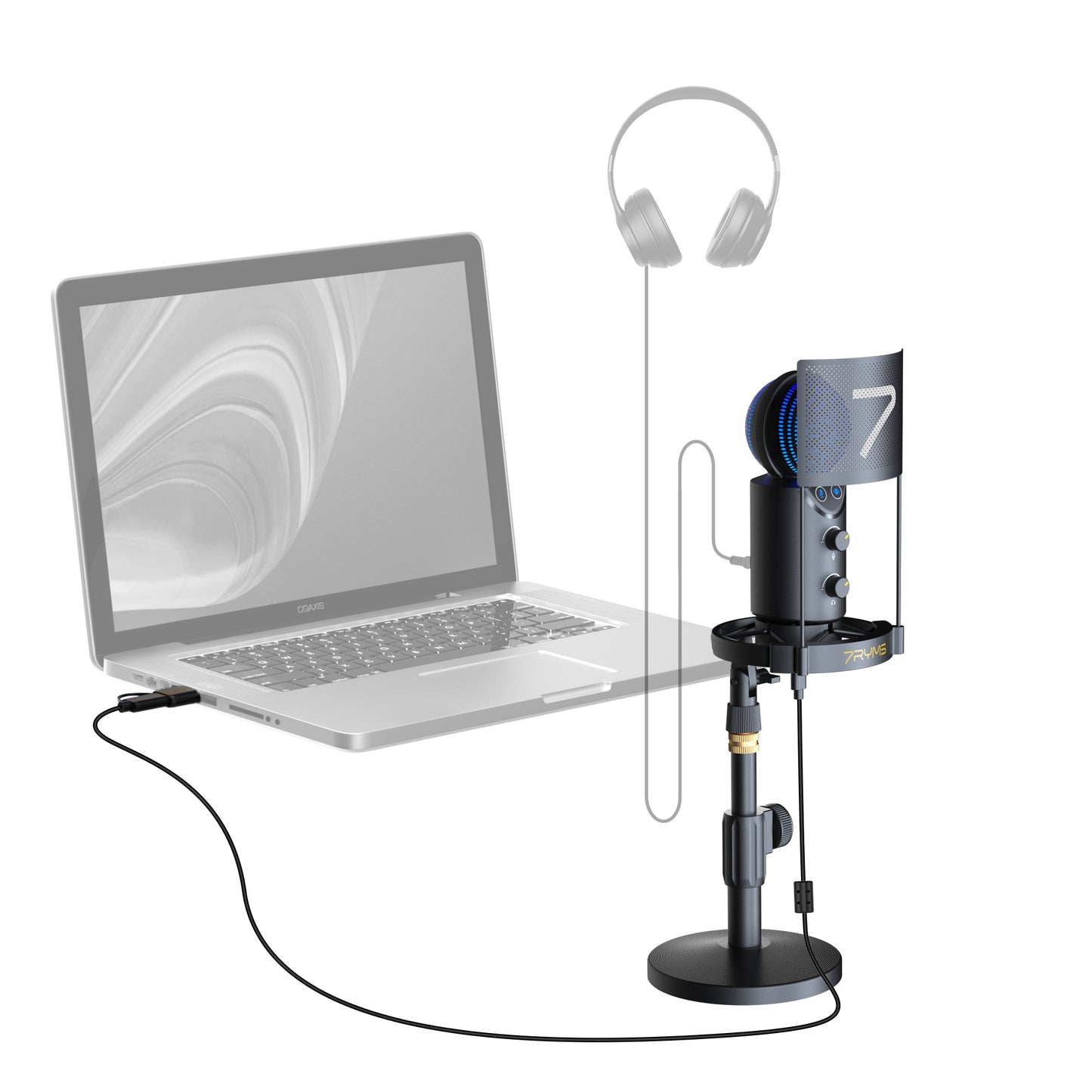 7RYMS AU02-K2 Cardioid USB Microphone Kit with Table Stand