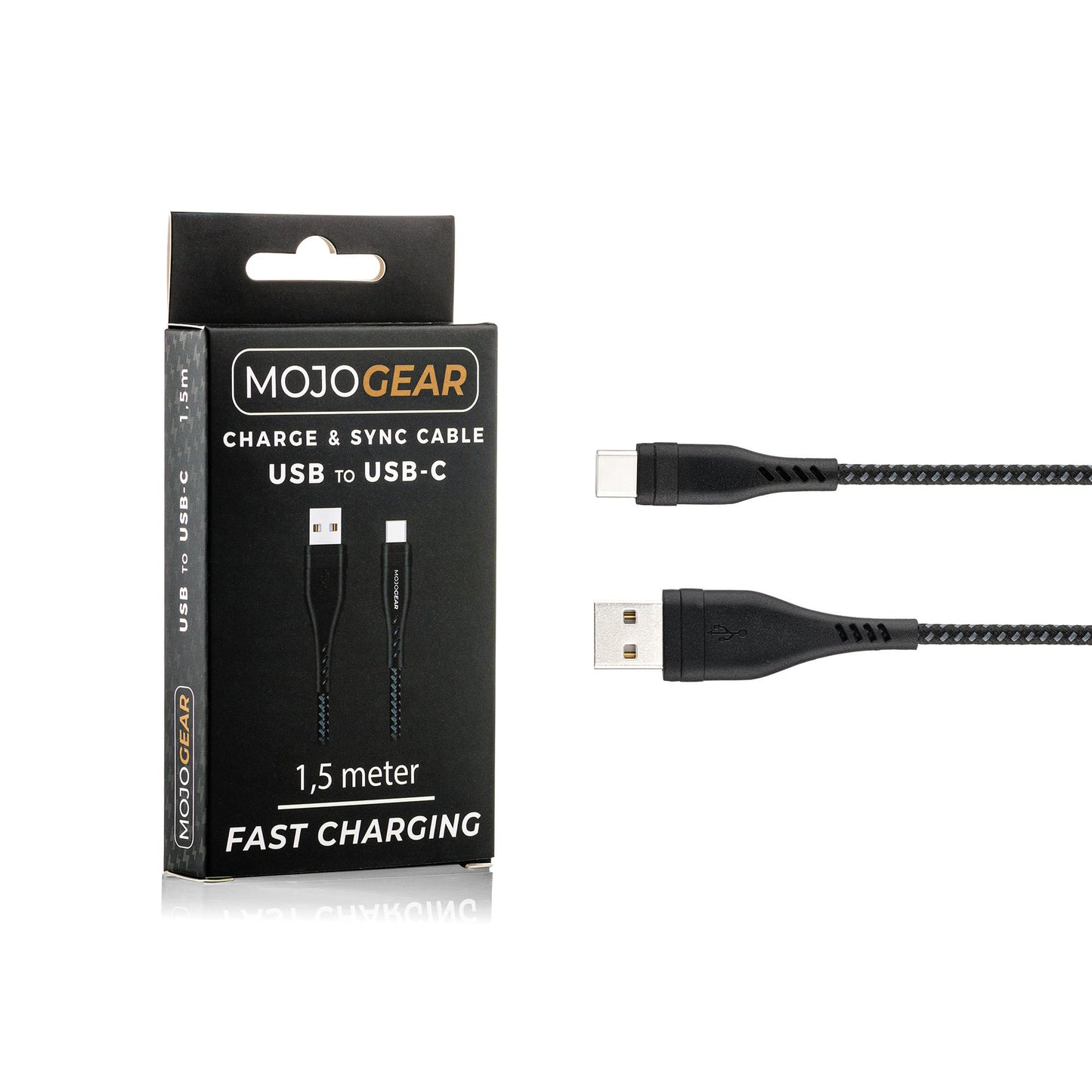 MOJOGEAR MINI EXTRA FAST 10.000 mAh powerbank met USB-C naar USB kabel Extra Sterk 1,5m