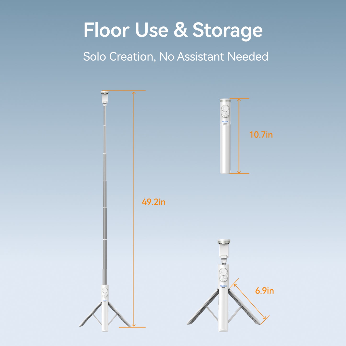 Telesin Selfiestick Statief voor smartphone met remote - Wit