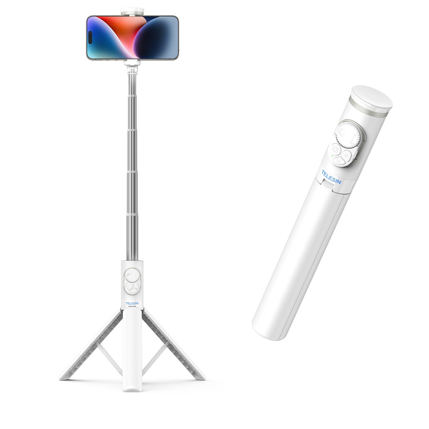 Telesin Selfiestick Statief voor smartphone met remote - Wit
