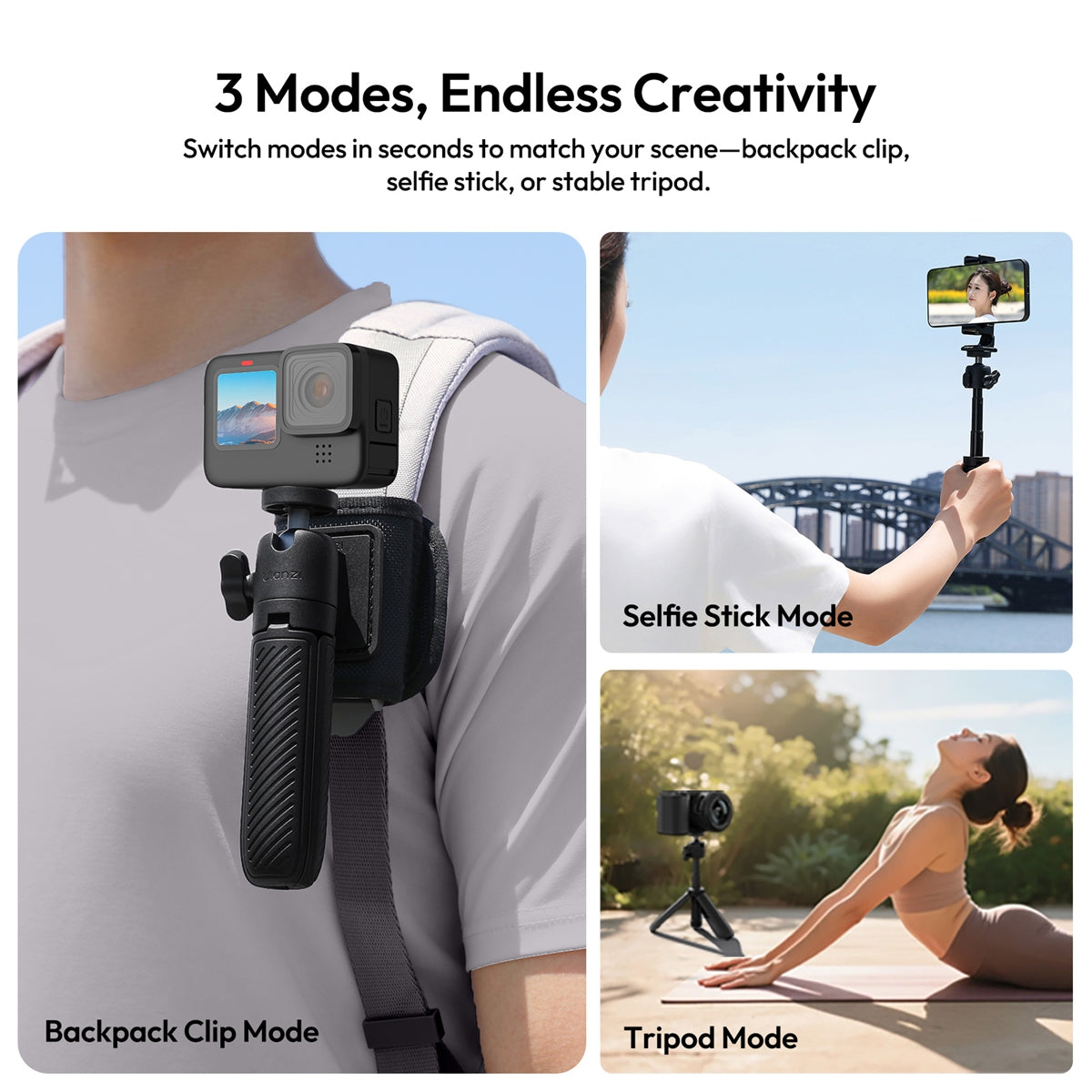 Ulanzi MT88 ClipMate Selfiestick Statief met Backpack-mount - Ministatieven