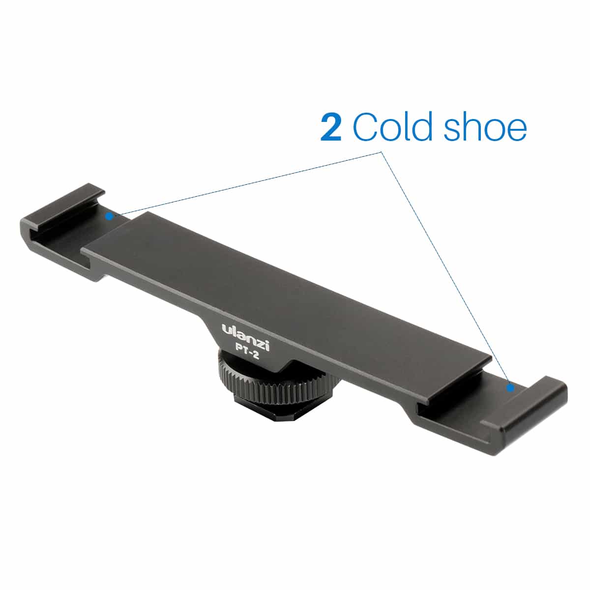 Ulanzi PT-2 Dual Cold Shoe Mount voor camera en telefoonhouder