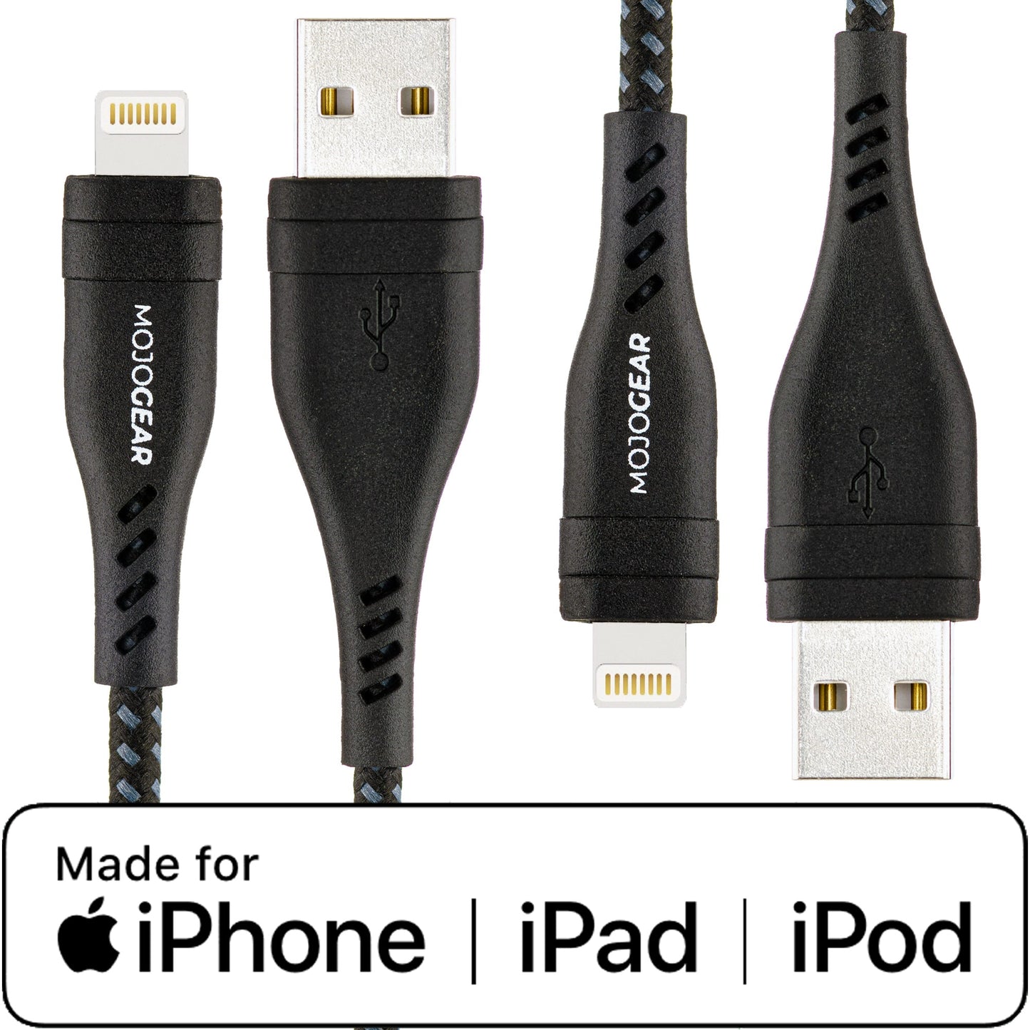 2x MOJOGEAR Apple Lightning to USB cable extra strong [DUO PACK]