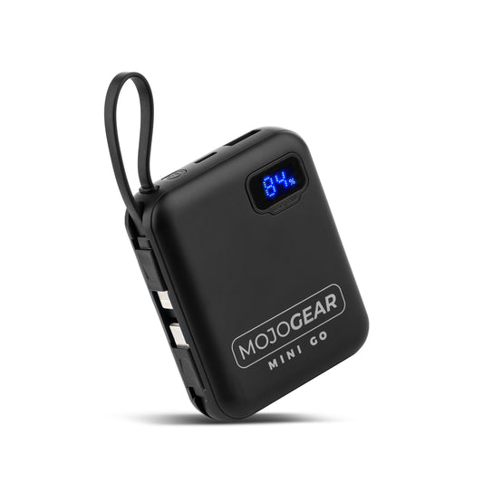 MOJOGEAR MINI GO 10.000 mAh powerbank met ingebouwde kabels - Zwart