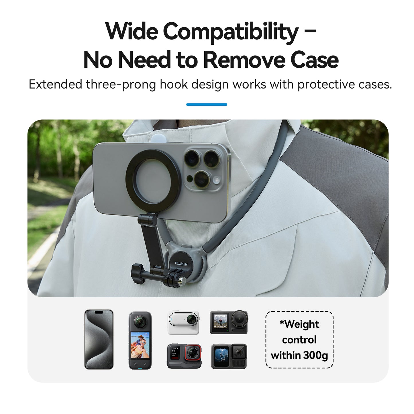 Telesin Neck Mount 360º Combo - GoPro & Smartphone - Black