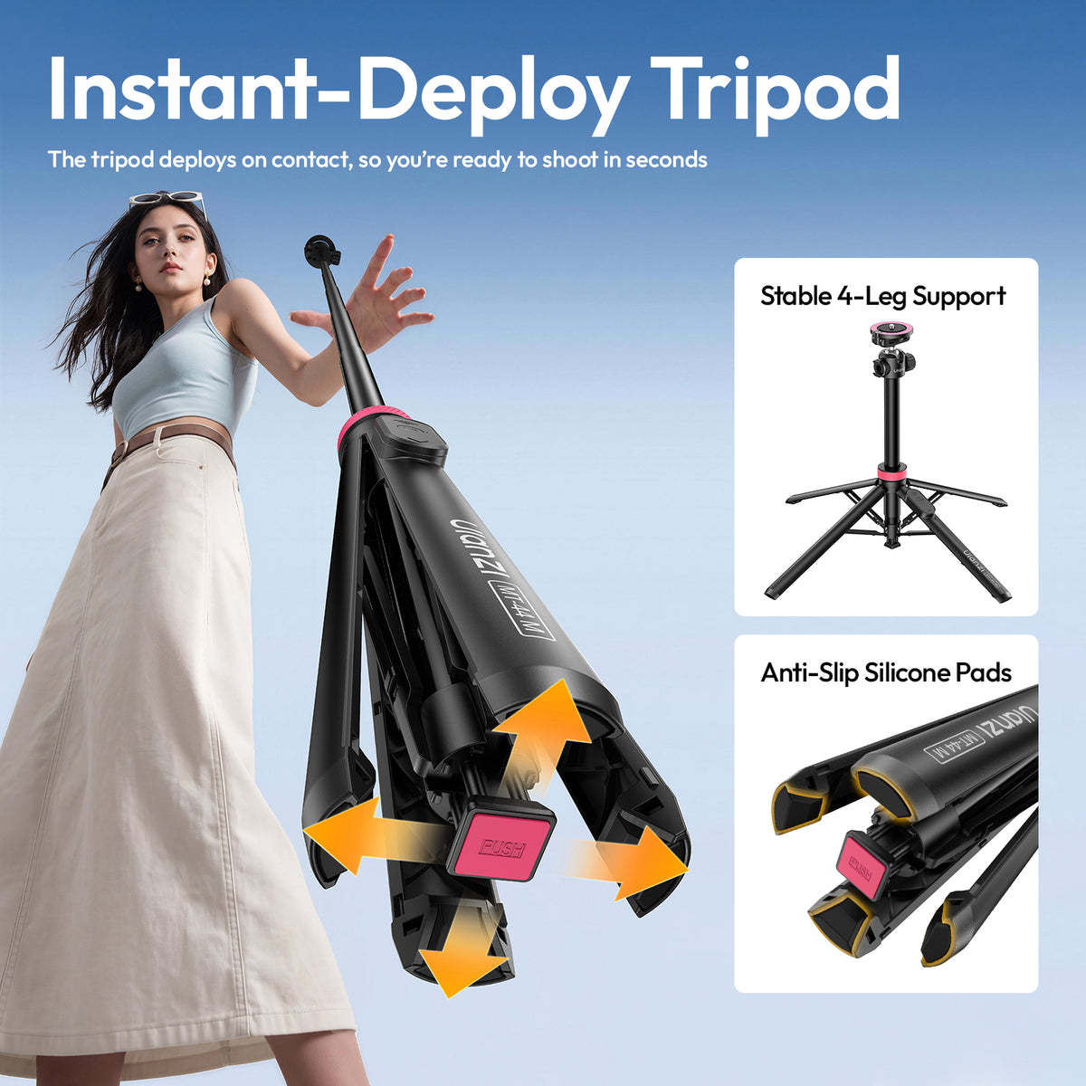 Ulanzi MT-44 M magnetische selfiestick statief met remote - Zwart - Selfiesticks