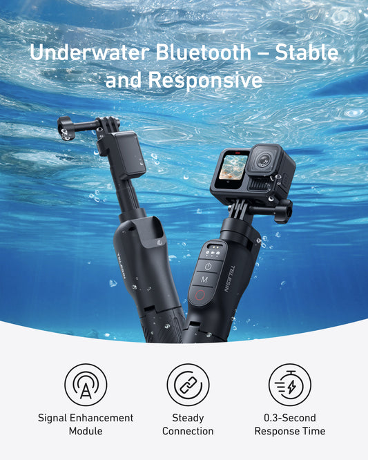Telesin Onderwater Selfiestick Statief met remote voor GoPro -