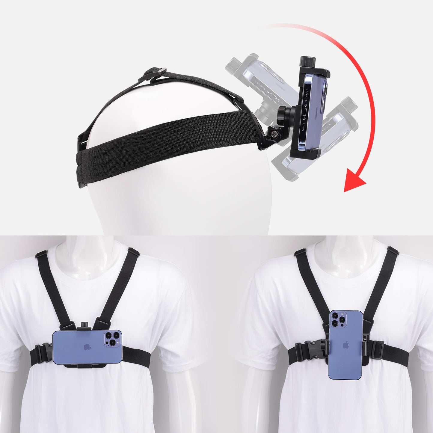 Ulanzi MP-2 Head Strap en Chest Strap Kit voor GoPro en smartphone