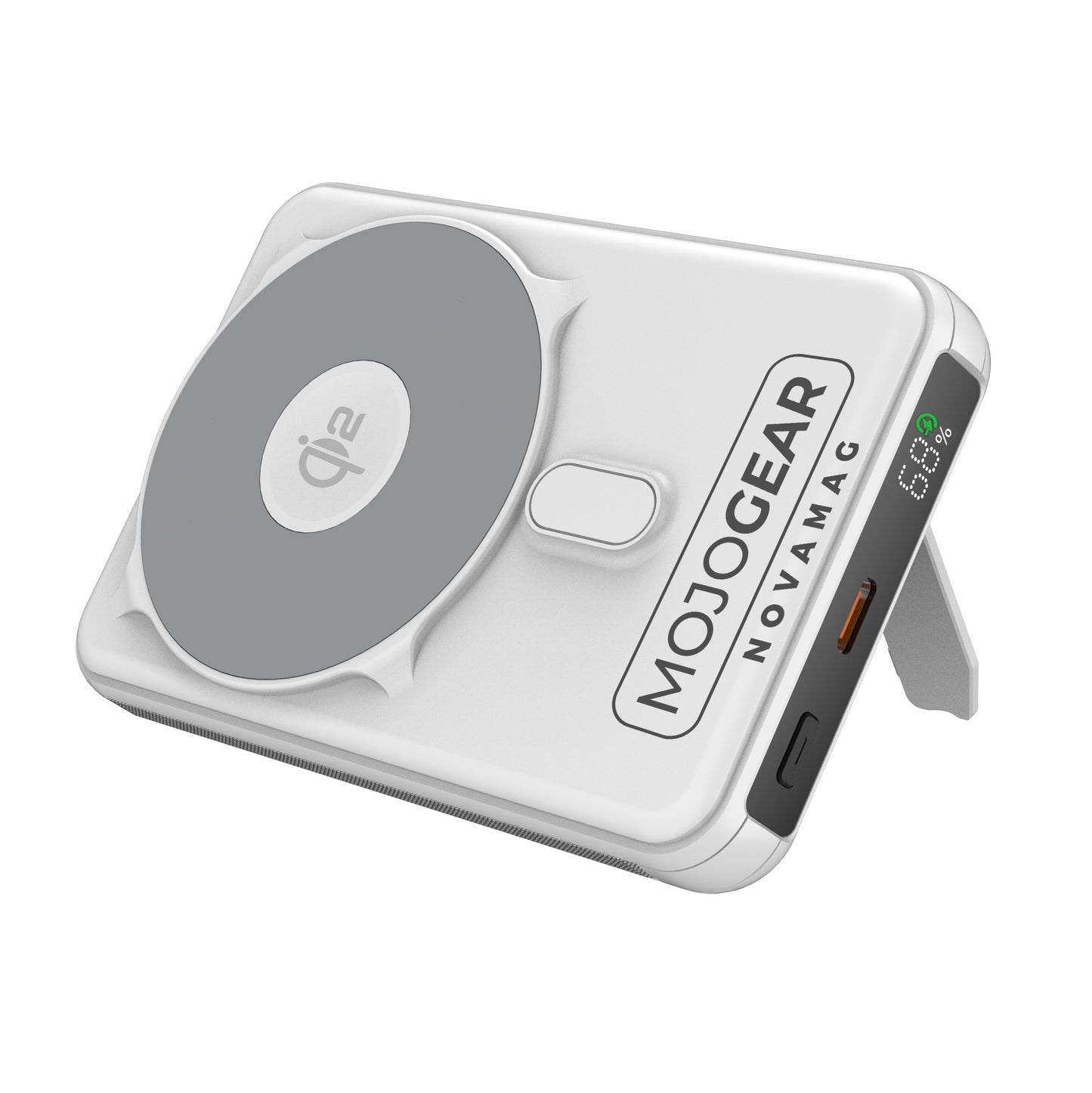 MOJOGEAR NovaMag All-in-1 Powerbank 10.000 mAh – Draadloos Qi2 & ingebouwde kabels – Wit - Powerbanks