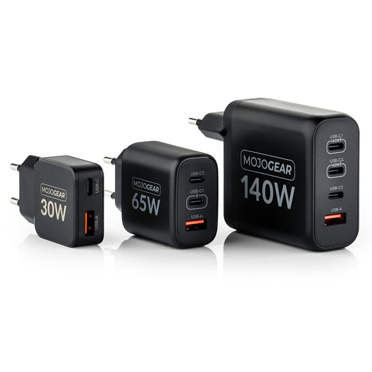 MOJOGEAR CHARGE+ 65W oplader met 3 poorten USB/USB-C - Opladers