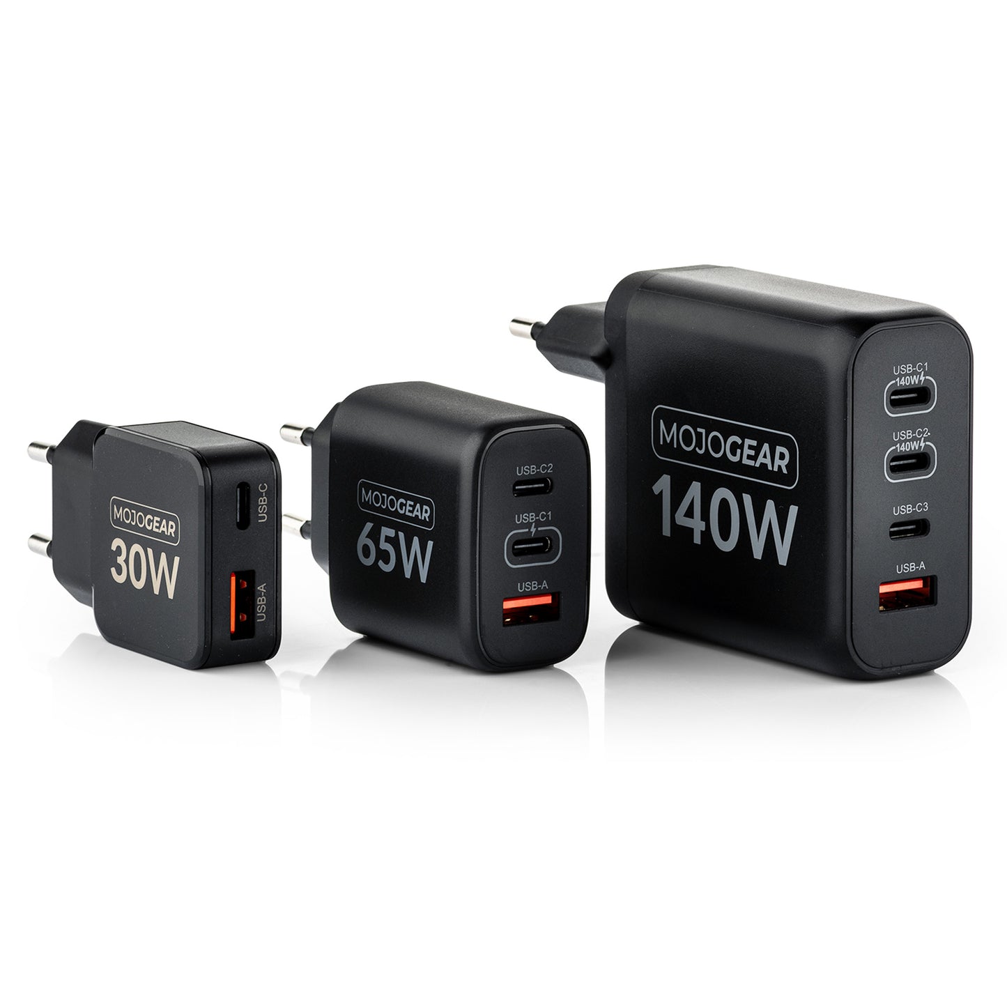MOJOGEAR CHARGE+ 140 Watt oplader met 4 poorten USB / USB-C - Opladers
