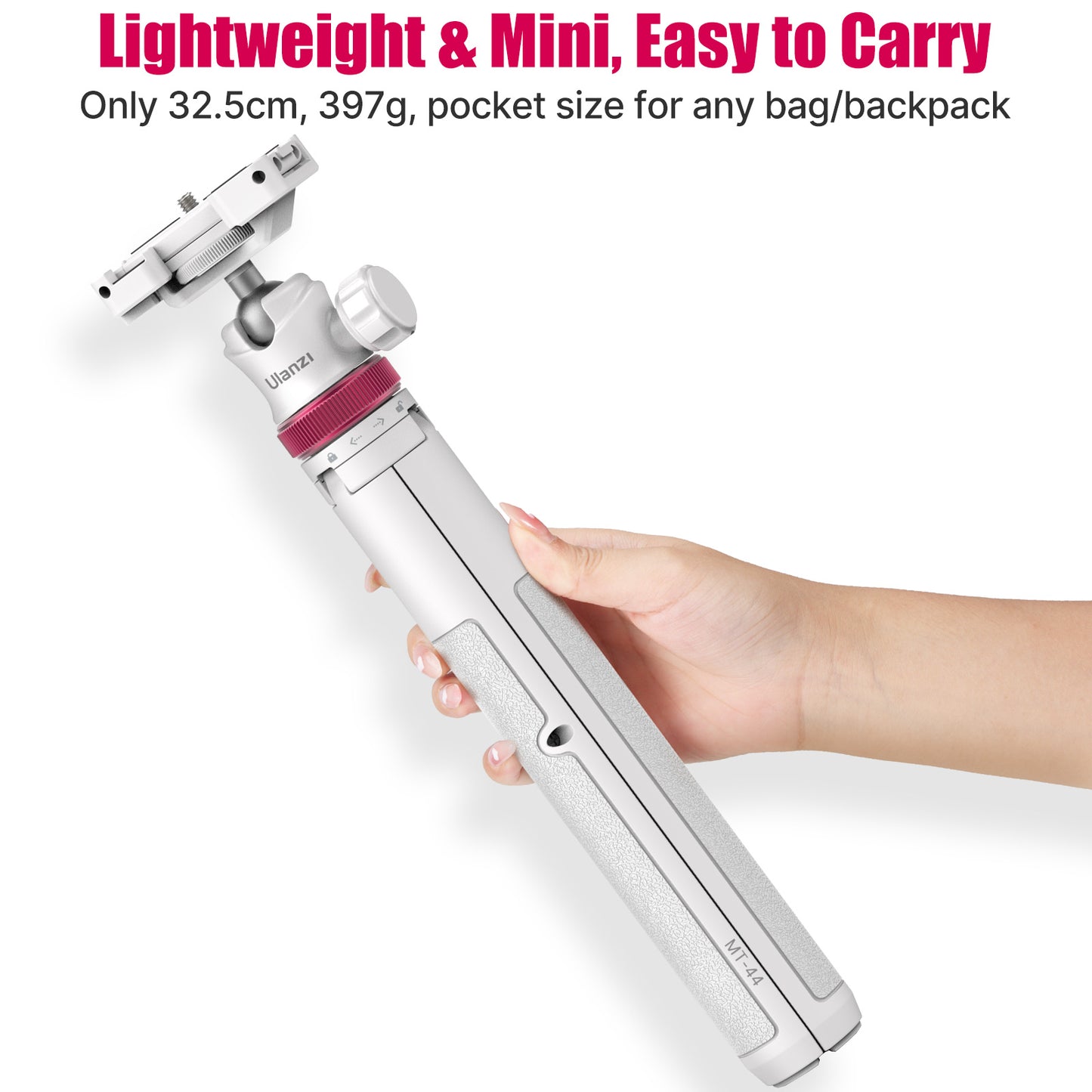 Ulanzi MT-44 Selfie Stick Tripod for Phone and Camera - 146cm - White
