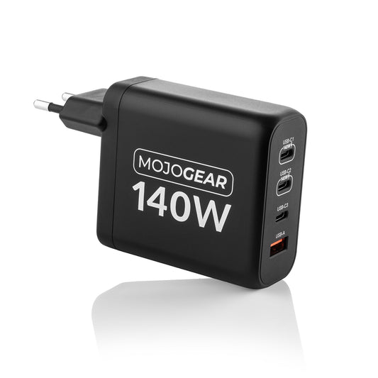 MOJOGEAR CHARGE+ 140 Watt oplader met USB naar USB-C kabel 1,5 meter - Opladers