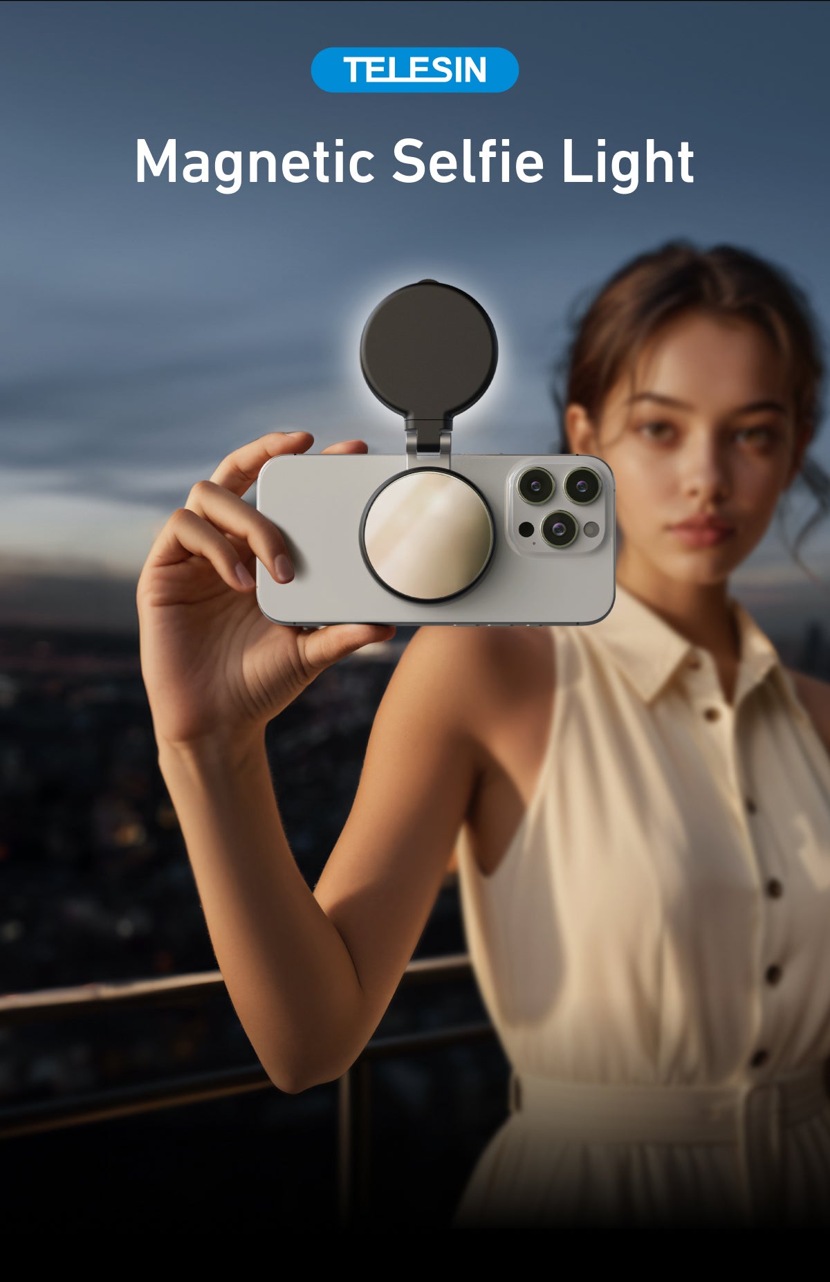 Telesin C03 Rotatable MagSafe Selfie Light + Mirror - Black
