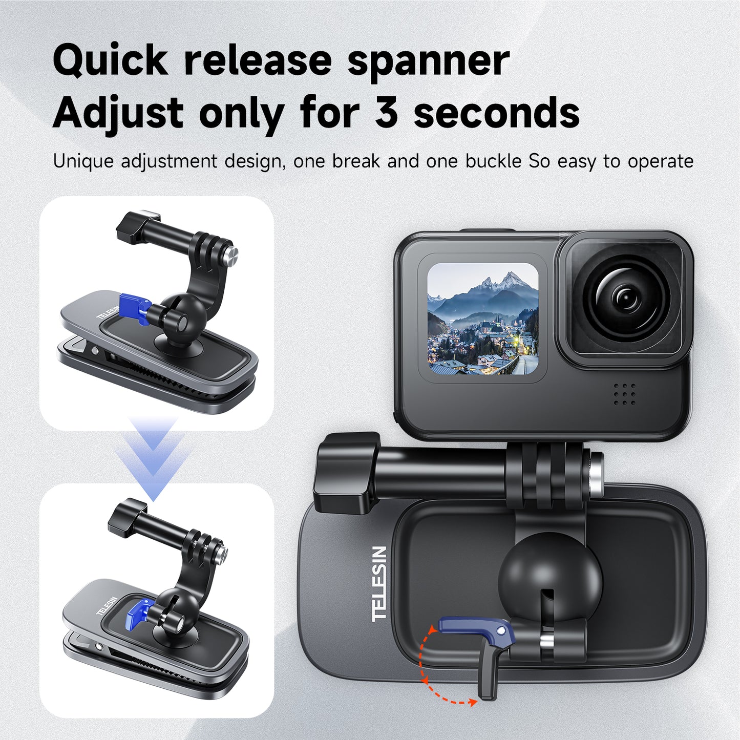 Telesin Backpack clip voor action cam - Magnetisch - Telefoonhouders