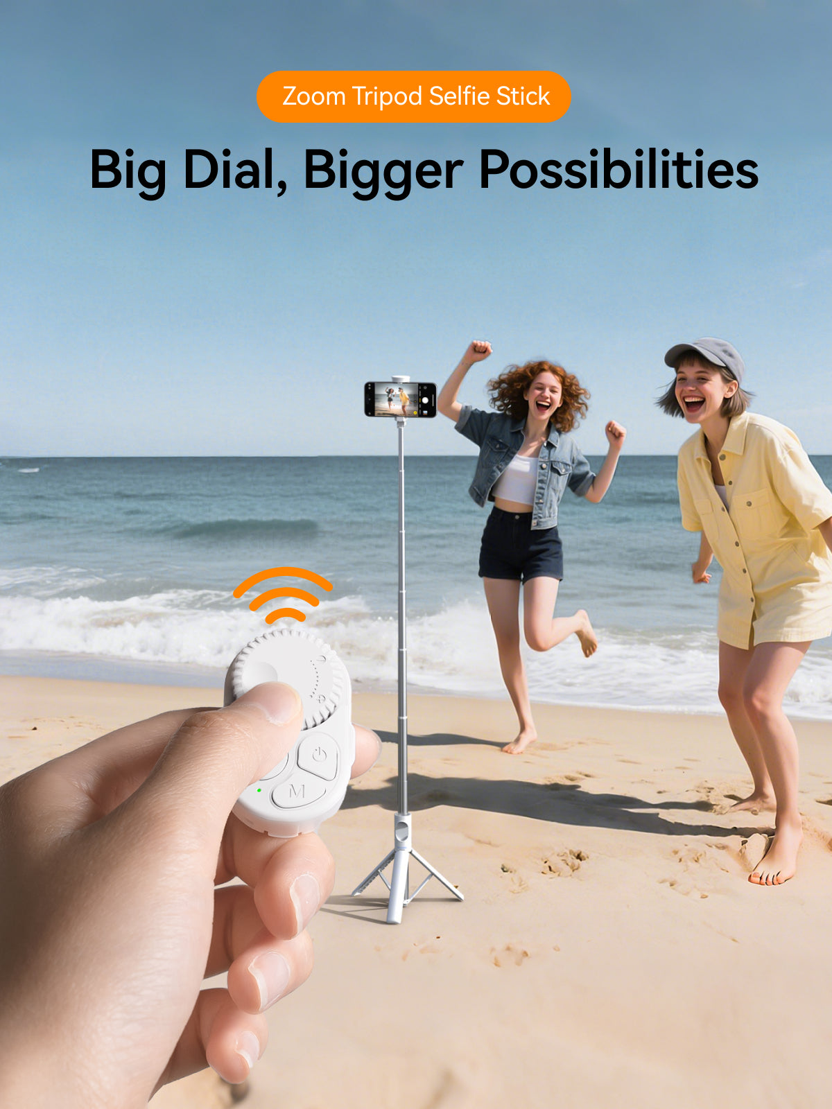 Telesin Selfiestick Statief voor smartphone met remote - Wit
