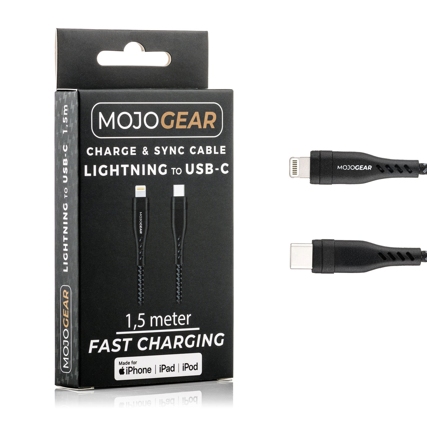MOJOGEAR Fast Charging set for iPhone and iPad: 20.000 mAh Extra Fast power bank + Lightning to USB-C cable