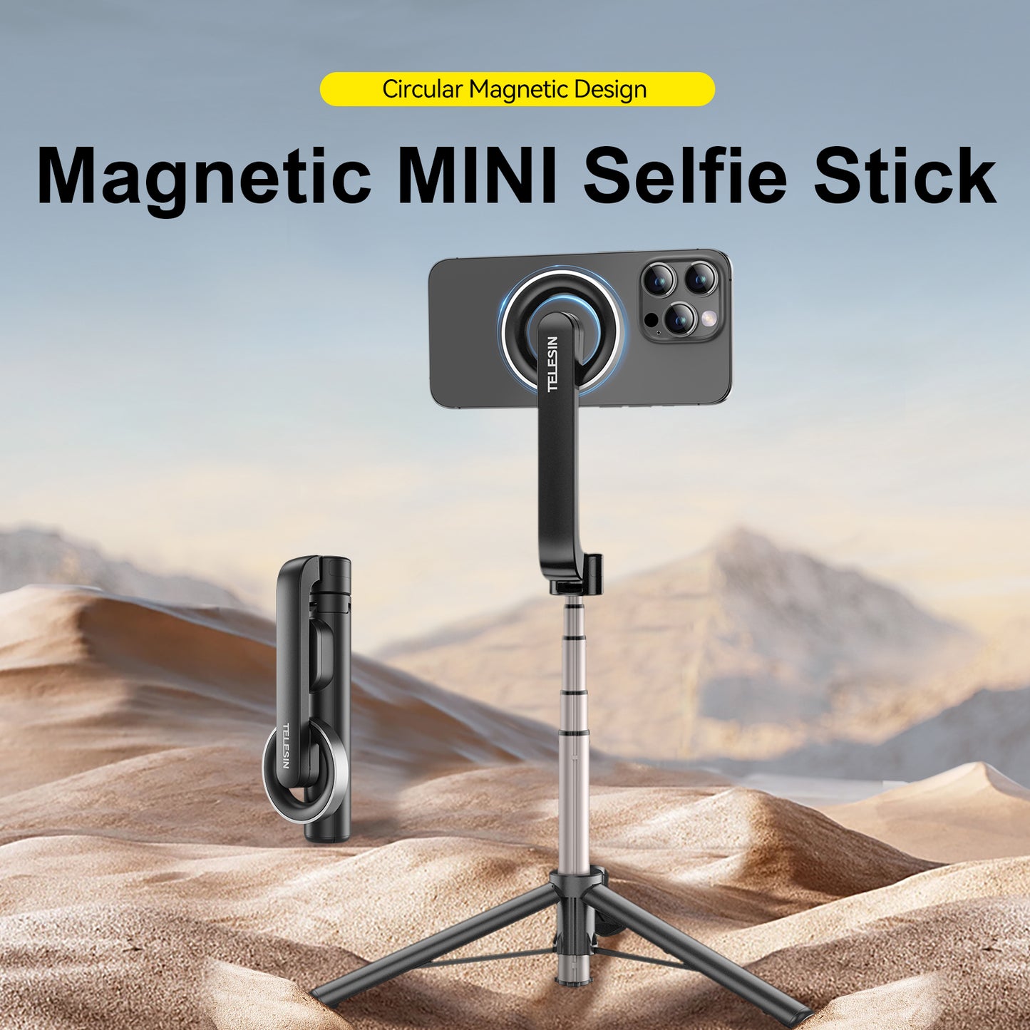 Telesin MINI Selfiestick telefoonstatief - met Magsafe & remote - Selfiesticks