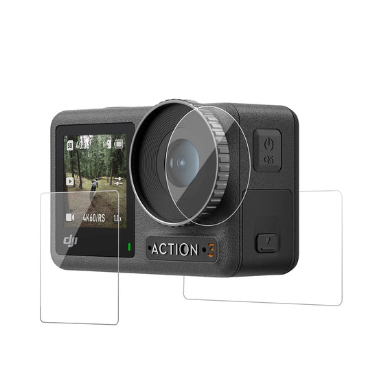 Telesin Screenprotector voor DJI Osmo Action 3/4 - Gehard glas (complete set) - Osmo Action Screenprotector