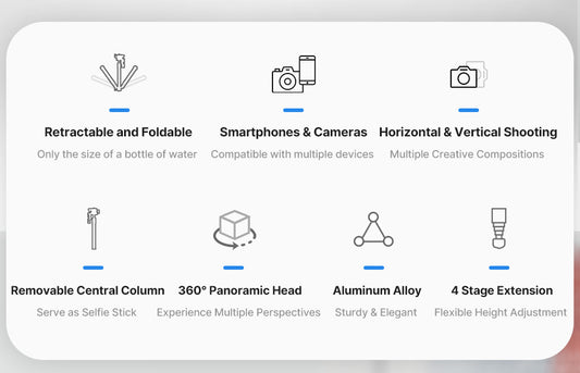 Ulanzi MT-63 lichtgewicht reisstatief 145cm met tel.houder - Statieven en toebehoren