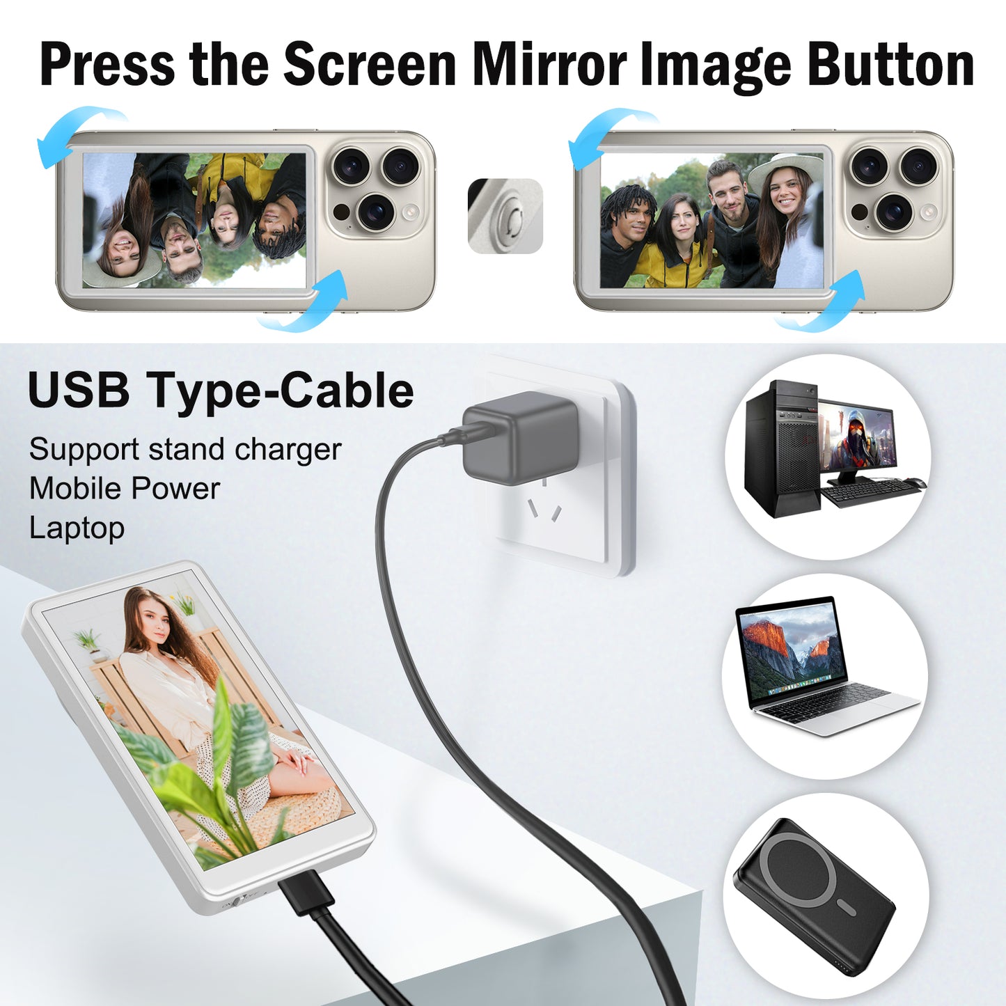 MOJOGEAR VS2 Selfie Vlog Monitor voor iPhone en Android - Wit - Overige producten