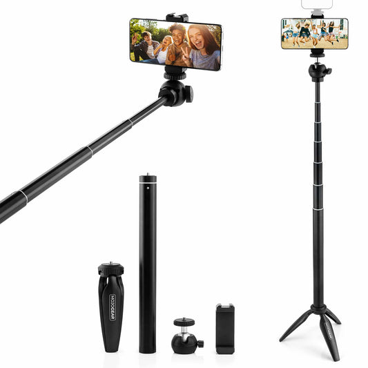 MOJOGEAR Vlog KIT: mini-statief, telefoonhouder & extra lange selfie stick