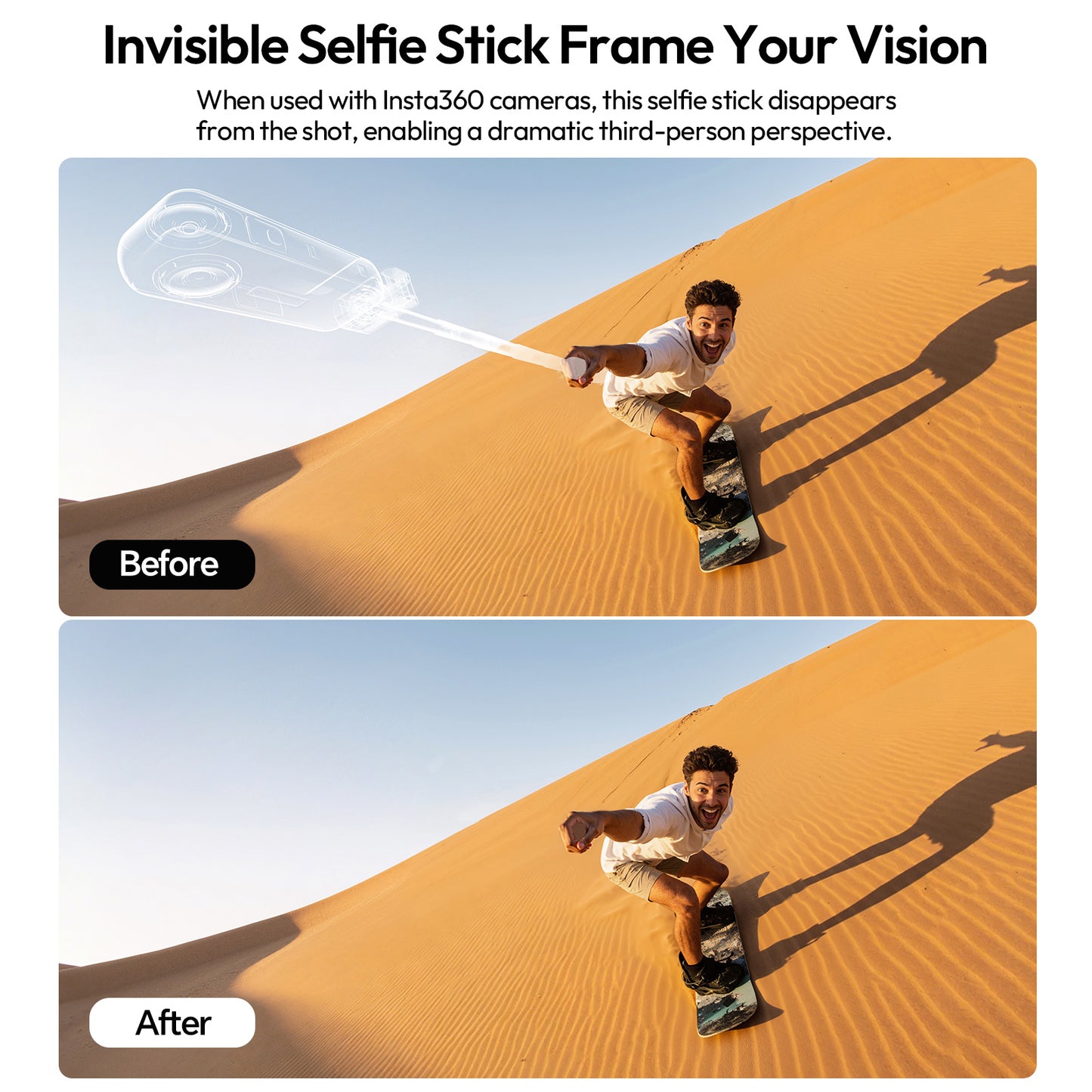 Ulanzi MT98 Opvouwbare Invisible Selfiestick voor Insta360 - Selfiesticks