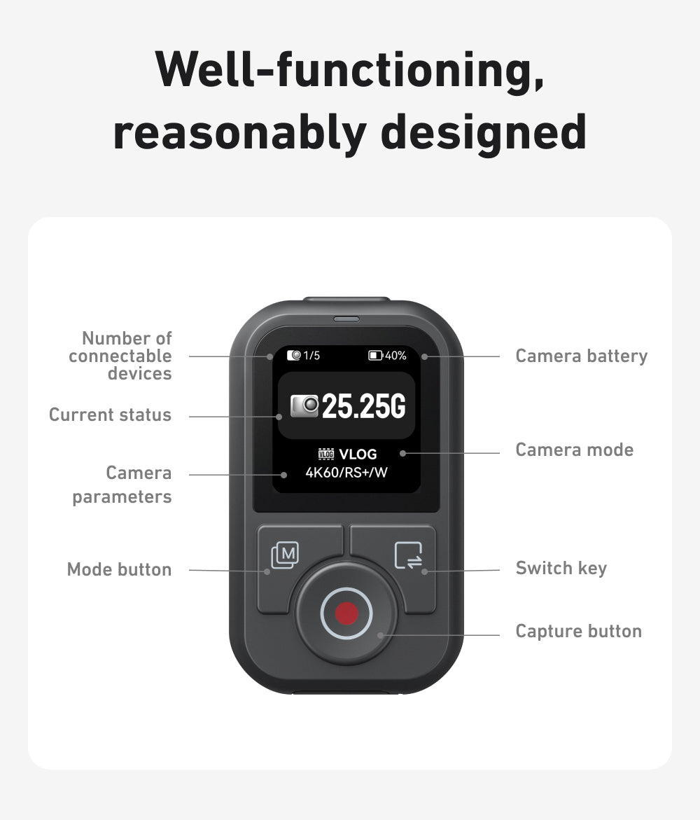 Telesin T13 Bluetooth Remote for DJI Osmo Action - Waterproof