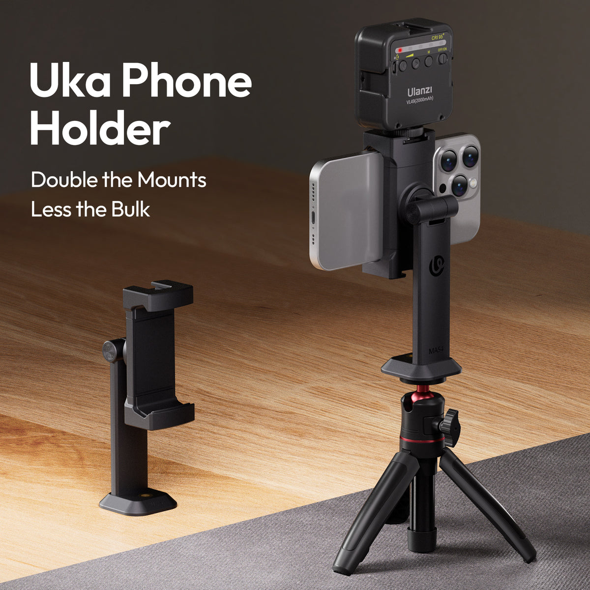 Ulanzi MA54 Uka telefoonhouder voor statief 360º draaibaar & kantelbaar - Telefoonhouders