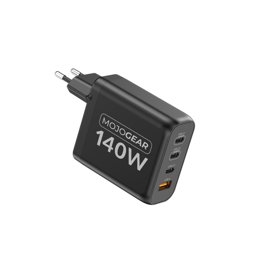 MOJOGEAR CHARGE+ 140 Watt oplader met USB-C naar USB-C kabel 3 meter | Geschikt voor Samsung/iPhone 15/16