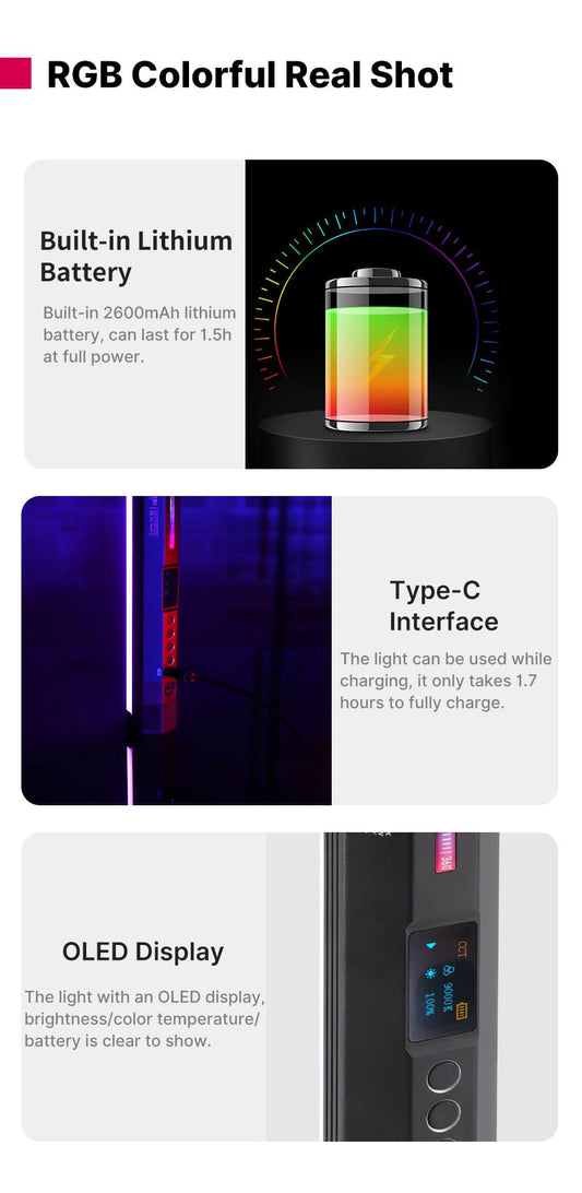 Ulanzi VL110 RGB Video Tube Light - Desktoplampen