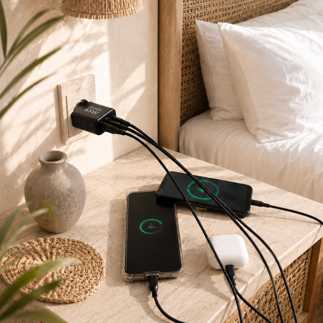 MOJOGEAR CHARGE+ 65W oplader met 3 poorten USB/USB-C - Opladers