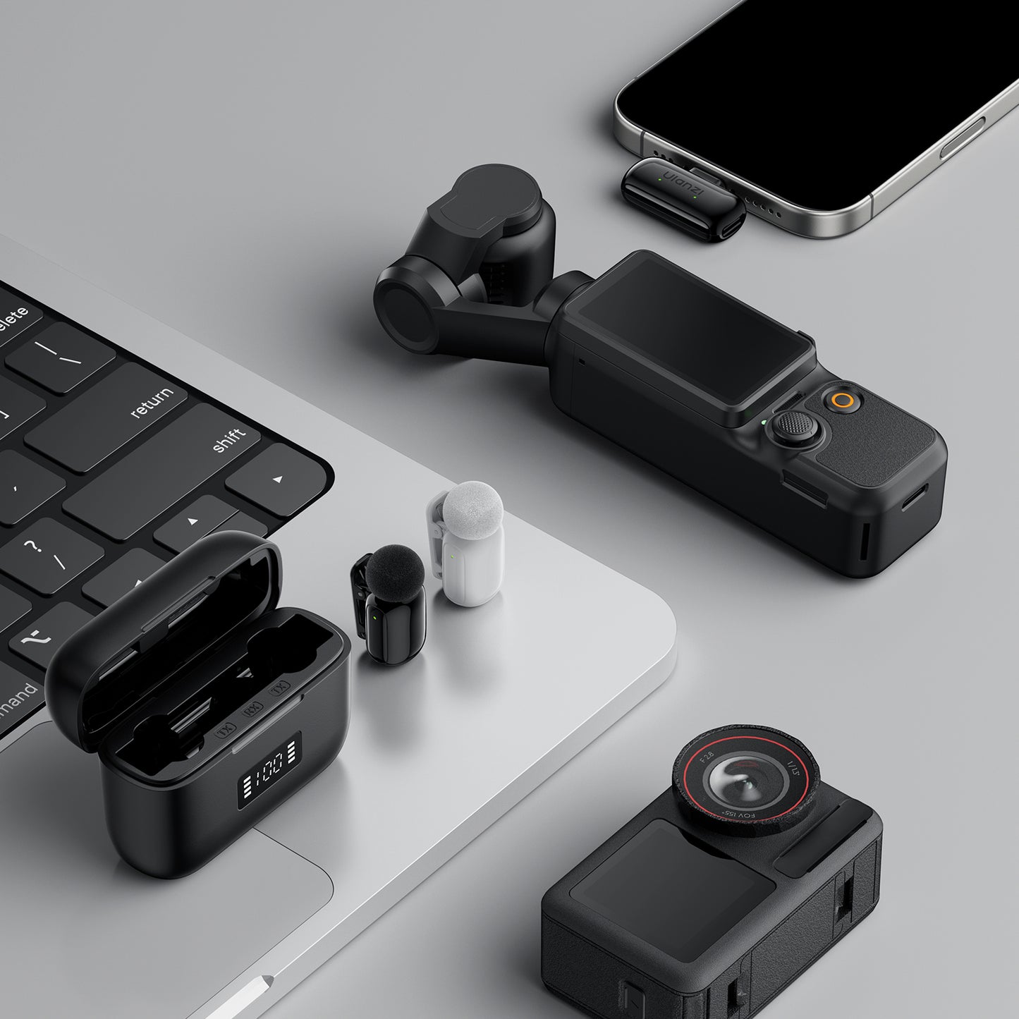 Ulanzi A200 Mini Mic draadloze microfoon USB-C - Zwart/Wit - Draadloze microfoons