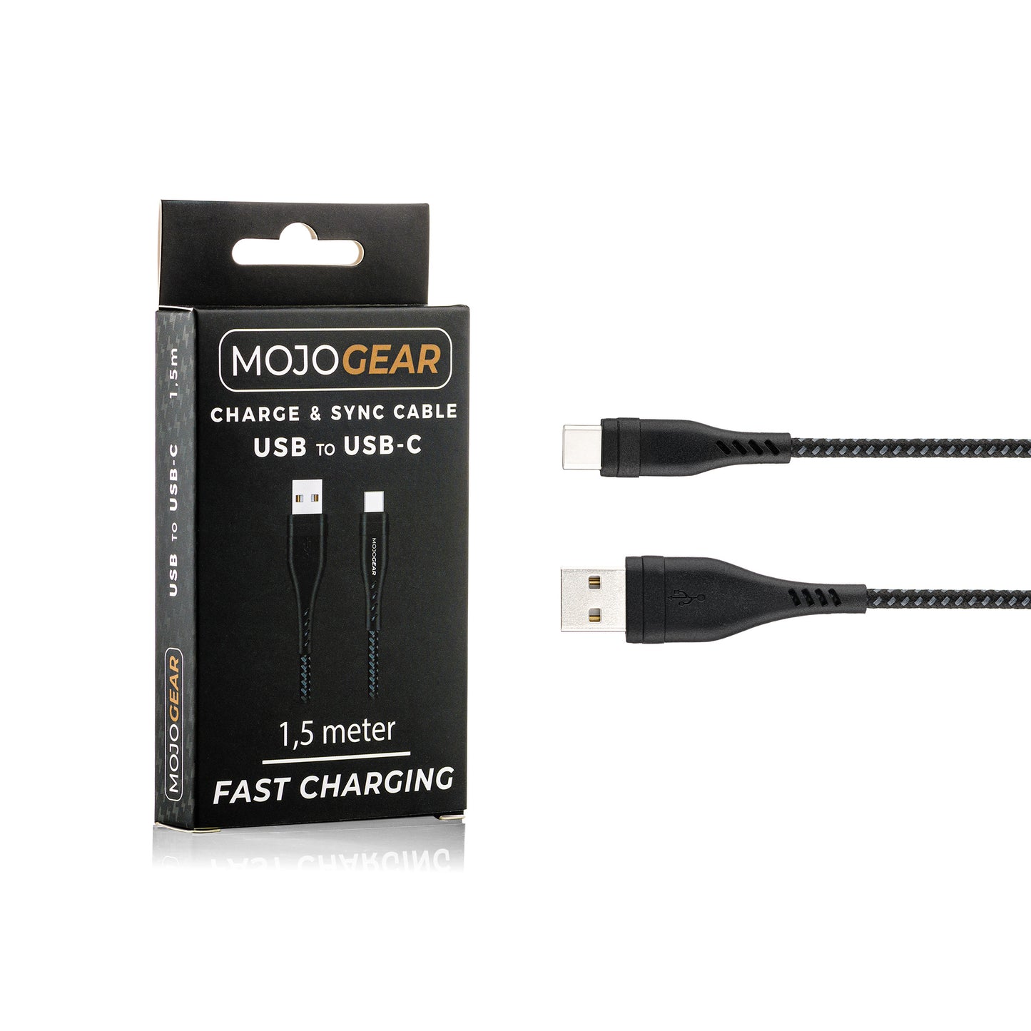 MOJOGEAR CHARGE+ 65W snellader met USB naar USB-C kabel 3 meter | Geschikt voor Samsung/Oppo/Huawei/Xiaomi/iPhone 15/16