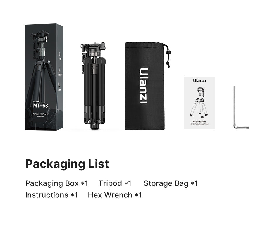 Ulanzi MT-63 lichtgewicht reisstatief 145cm met tel.houder - Statieven en toebehoren