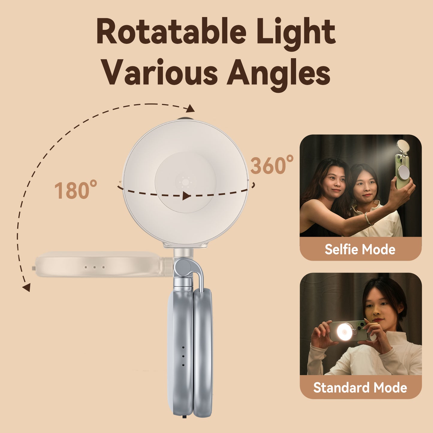 Telesin C03 MagSafe Selfie Light met spiegel – Zilver