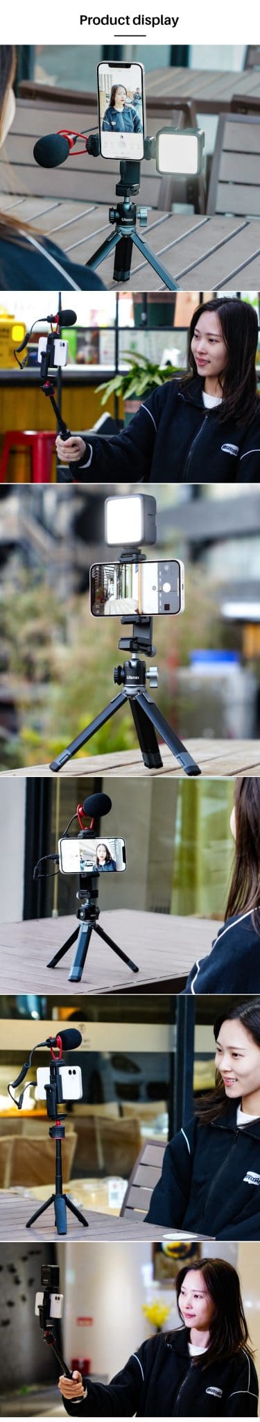 Ulanzi ST-22 360º rotatable and tiltable phone holder for tripod - with 2 Cold Shoe Mounts