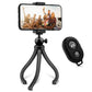 Flexible tripod with extra sturdy legs SET: includes phone holder, bluetooth remote shutter, GoPro mount adapter storage bag