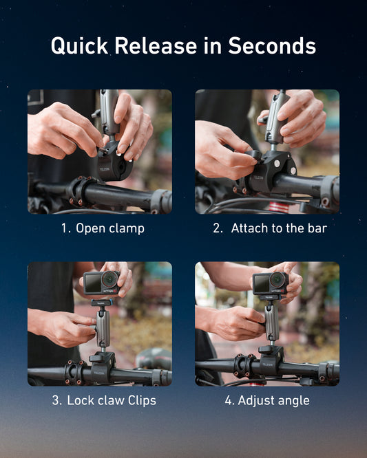 Telesin Tube Clamp voor DJI Osmo Action 3/4/5/6 - Grijs - GoPro Mounts