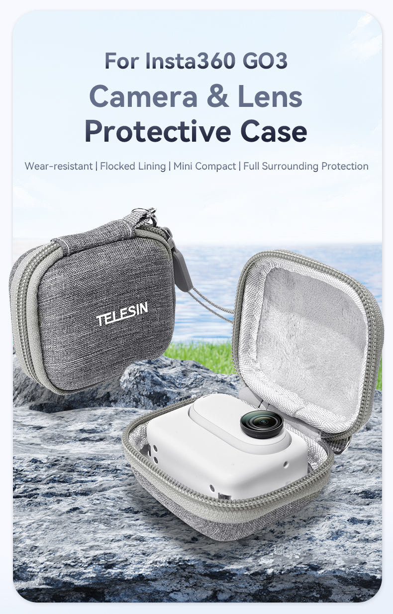 Telesin opbergcase Hard Shell voor Insta360 GO 3 - Grijs - GoPro-accessoires
