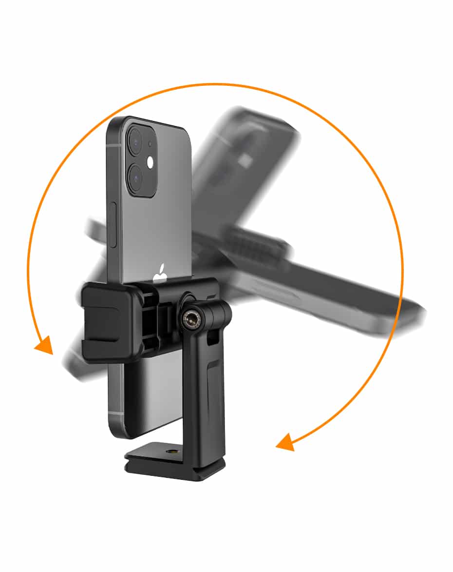 Ulanzi ST-22 360º rotatable and tiltable phone holder for tripod - with 2 Cold Shoe Mounts