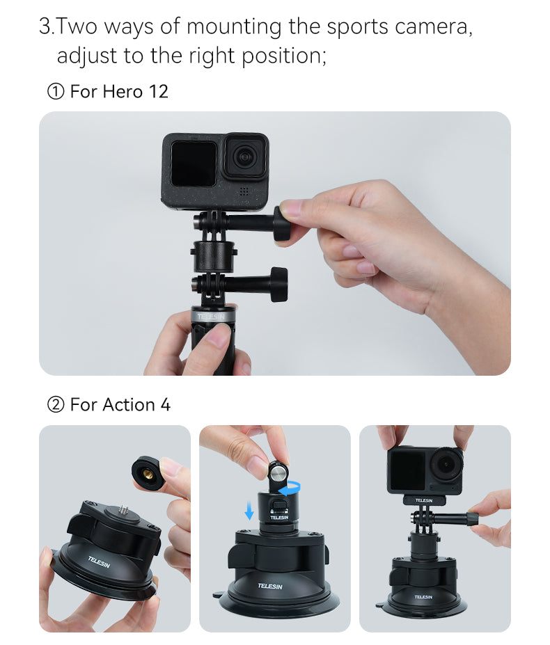 Telesin Magnetische Quick Release Adapter Set voor actioncam - GoPro Mounts