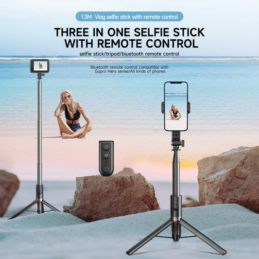 Telesin RCSS-003 Selfie Stick tripod 130 cm - met Bluetooth afstandsbediening - Selfiesticks