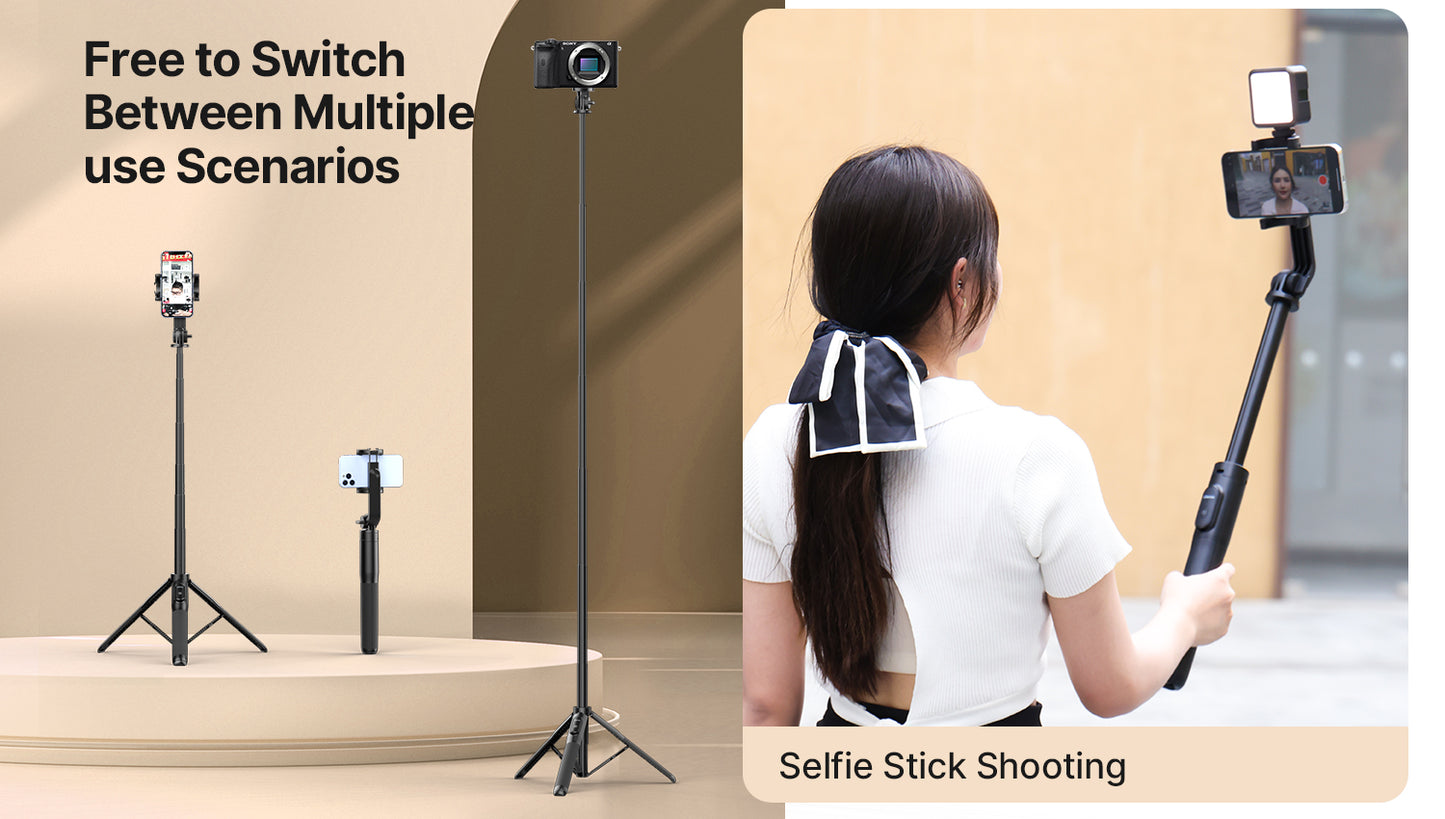 Ulanzi SK-03 Selfie Stick Statief 160 cm met klem en Bluetooth remote - Selfiesticks