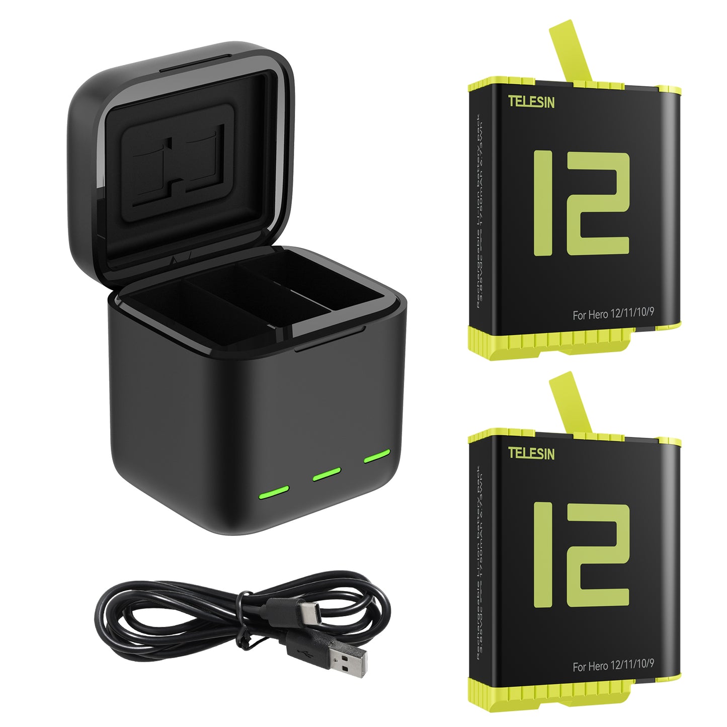 Telesin Charging box with 2 batteries for GoPro 9/ 10 / 11 / 12