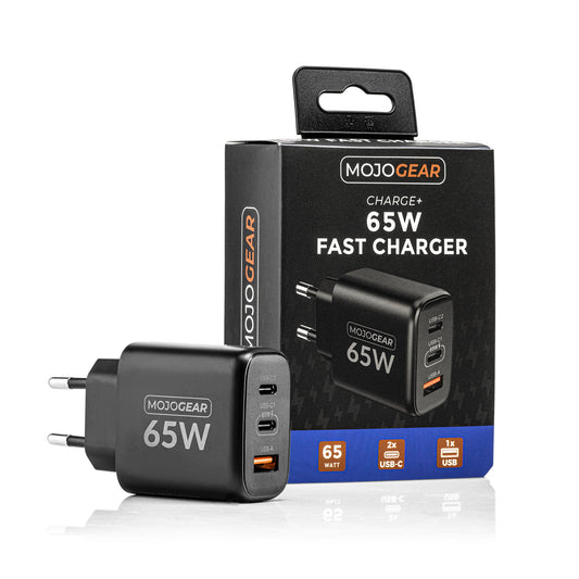 MOJOGEAR CHARGE+ 65W snellader met USB naar USB-C kabel 1,5 meter | Geschikt voor Samsung/iPhone 15/16 - Opladers